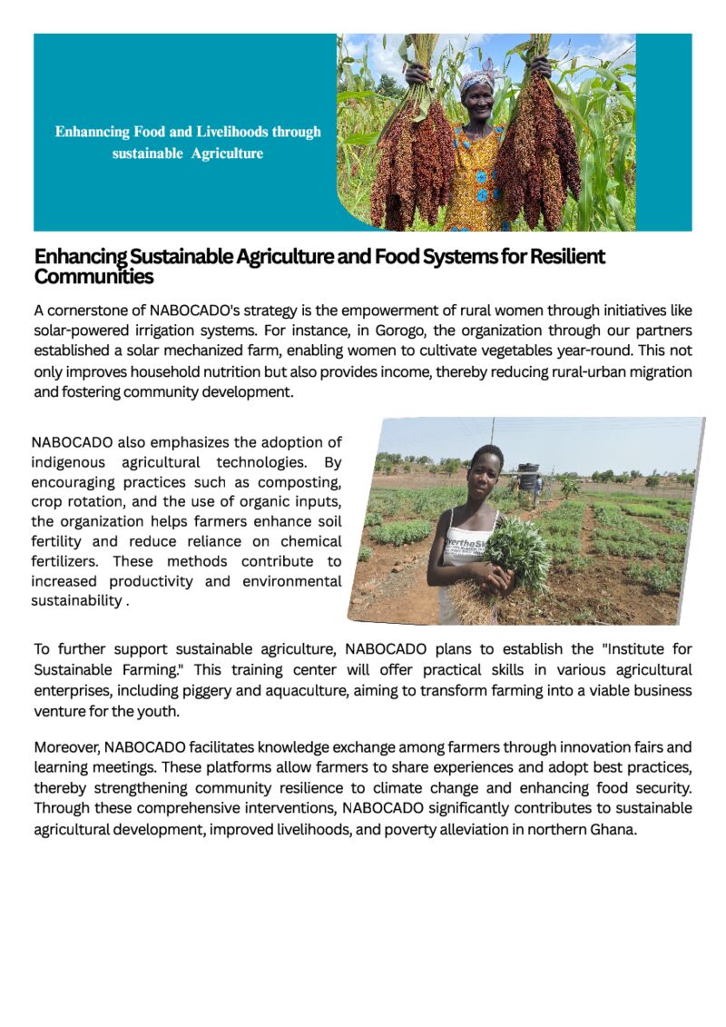 Enhancing Sustainable Agriculture and Food Systems for Resilient Communities