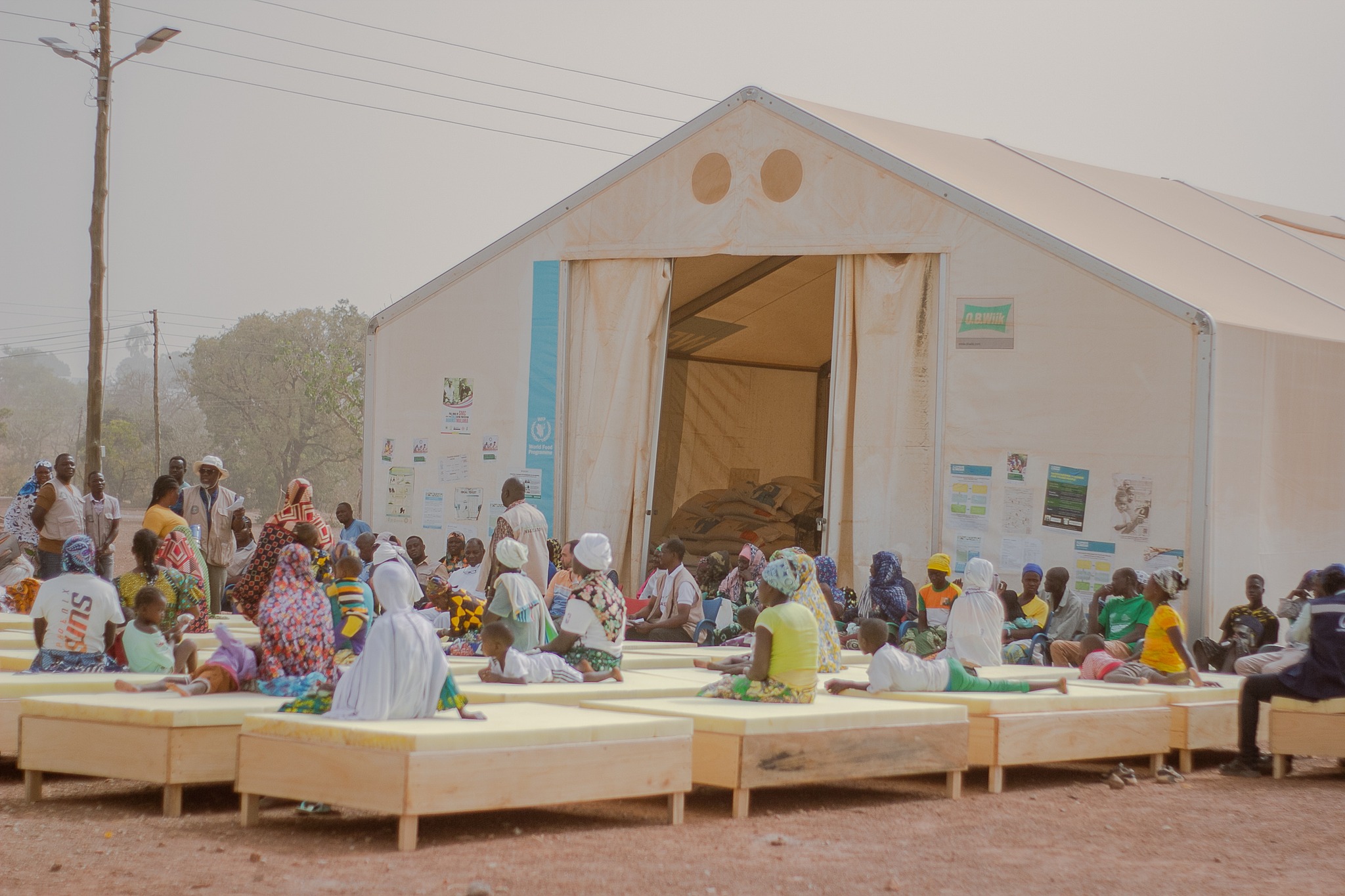 Refugees on some beds